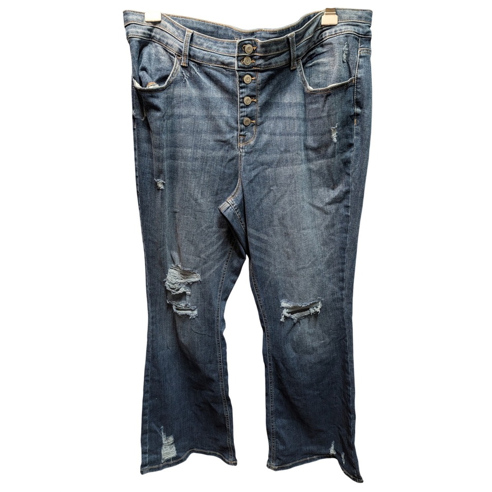 Maurices m jeans Women 22W Blue Excellent Distressed High Rise Button Fly